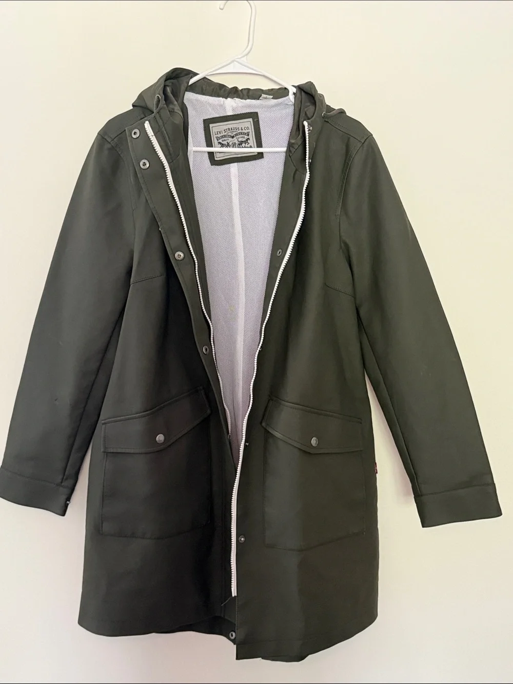 Levi's Women's Olive Green Hooded Rain Jacket - Picture 7 of 13